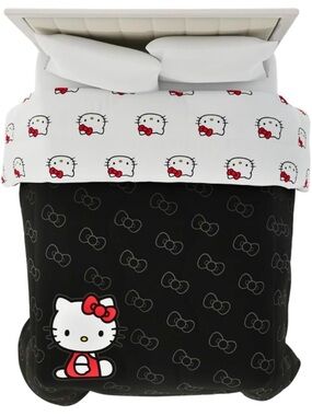 Hello Kitty Black, White and Red Comforter Set